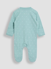 JoJo Maman Bébé Duck Egg 100% Cotton Footed Appliqué Popper Sleepsuit - Image 3 of 3