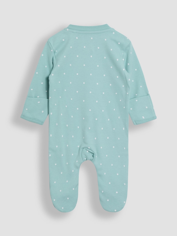 JoJo Maman Bébé Duck Egg 100% Cotton Footed Appliqué Popper Sleepsuit - Image 3 of 3