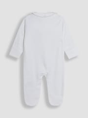 JoJo Maman Bébé White 100% Cotton Collared Sleepsuit - Image 2 of 3
