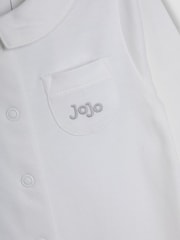 JoJo Maman Bébé White 100% Cotton Collared Sleepsuit - Image 3 of 3