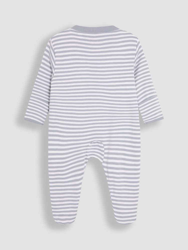 JoJo Maman Bébé Blue Bear Embroidered Sleepsuit - Image 4 of 7