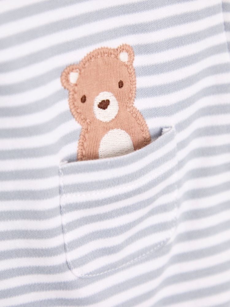Azul - JoJo Maman Bébé 100% Organic Cotton Bear Embroidered Sleepsuit - Imagen 7 de 7 Azul - JoJo Maman Bébé 100% Organic Cotton Bear Embroidered Sleepsuit - Imagen 7 de 7