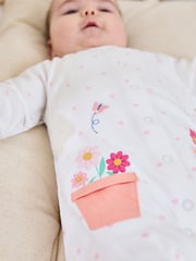 JoJo Maman Bébé White Footed Embroidered Sleepsuit - Image 2 of 5