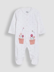 JoJo Maman Bébé White Footed Embroidered Sleepsuit - Image 3 of 5