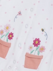 JoJo Maman Bébé White Footed Embroidered Sleepsuit - Image 5 of 5