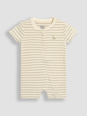 JoJo Maman Bébé 100% Cotton Short-Sleeved Stripe Romper - Imagen 4 de 6