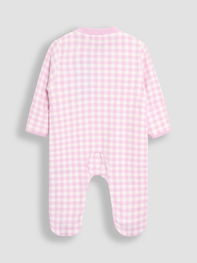 JoJo Maman Bébé Pink Footed Appliqué Zip Sleepsuit - Image 4 of 5