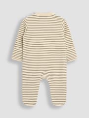 JoJo Maman Bébé Ecru 100% Cotton Footed Appliqué Zip Sleepsuit - Image 2 of 3
