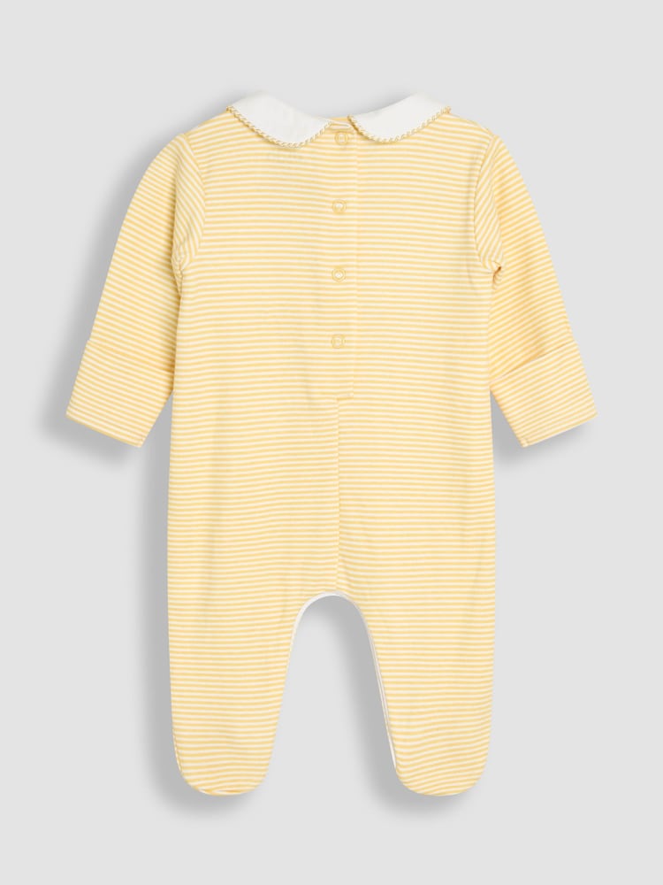 JoJo Maman Bébé Cotton Footed Smocked Embroidered Sleepsuit - Imagen 2 de 3