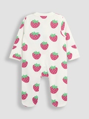 JoJo Maman Bébé White 2-Pack Strawberry Sleepsuit & Hat Set - Image 3 of 4