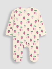 JoJo Maman Bébé Cream Cotton Footed Cross-Over 100% Cotton Sleepsuit - Image 4 of 5