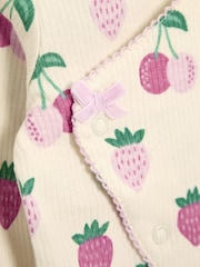 JoJo Maman Bébé Cream Cotton Footed Cross-Over 100% Cotton Sleepsuit - Image 5 of 5