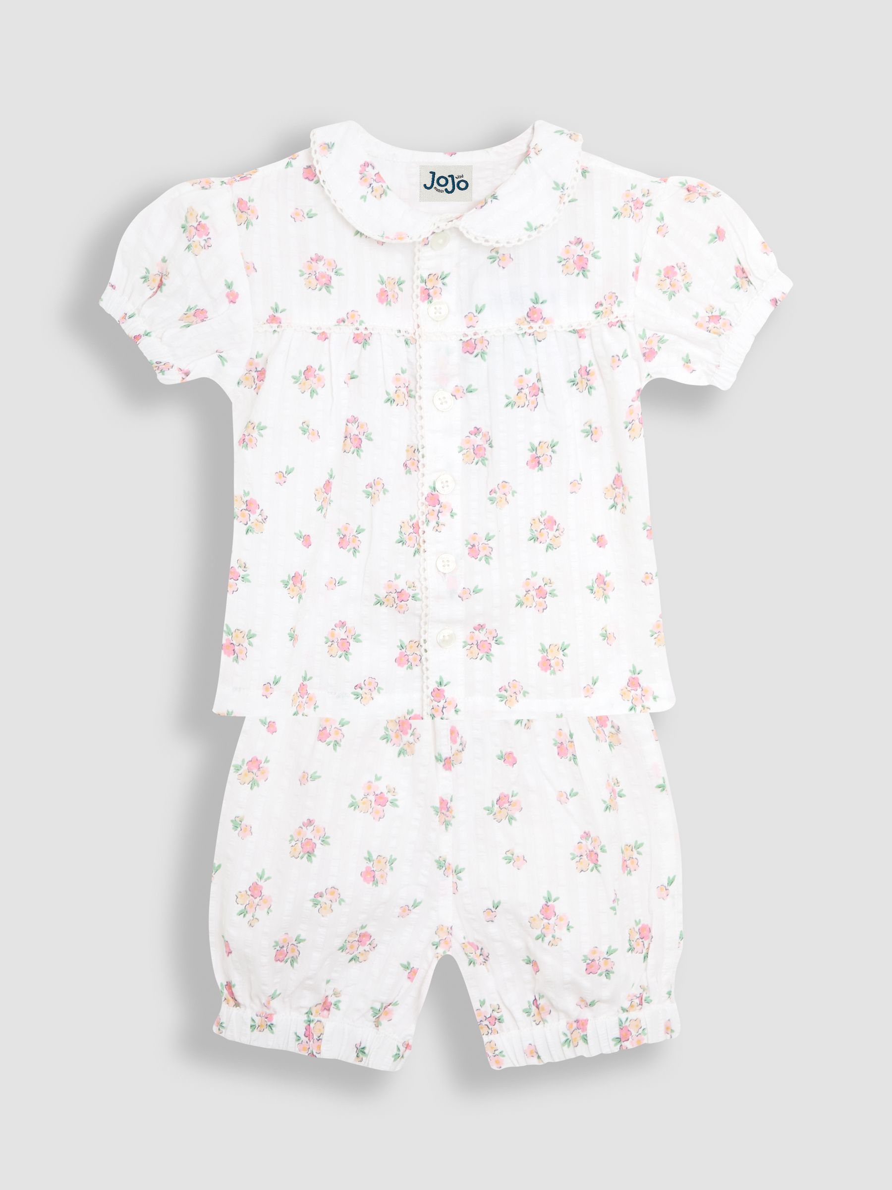 JoJo Maman Bébé Cream Print Woven Seersucker Pyjamas