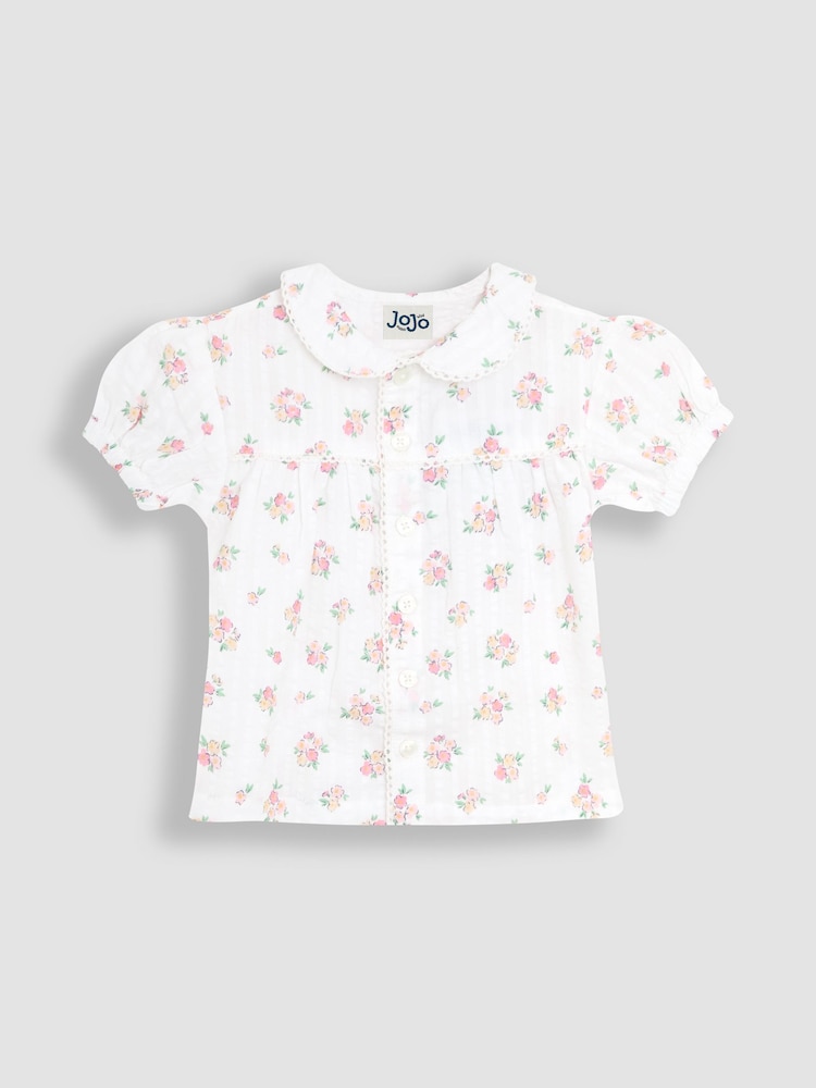 JoJo Maman Bébé Cream Print Woven Seersucker Pyjamas - Image 2 of 6