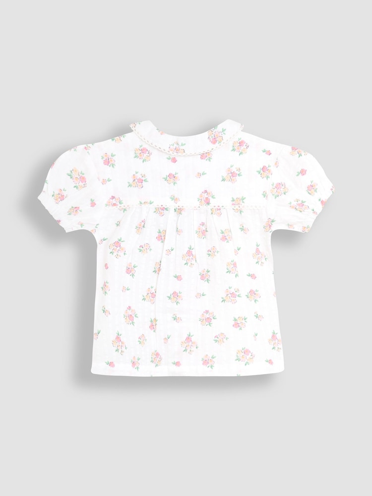 JoJo Maman Bébé Cream Print Woven Seersucker Pyjamas - Image 3 of 6
