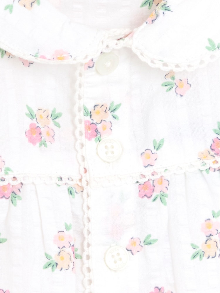 JoJo Maman Bébé Cream Print Woven Seersucker Pyjamas - Image 6 of 6