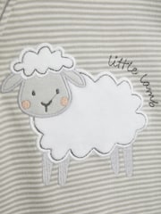 Gris - JoJo Maman Bébé 100% Cotton Footed Appliqué Zip Sleepsuit - Imagen 5 de 7