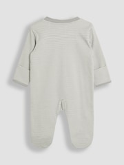 Gris - JoJo Maman Bébé 100% Cotton Footed Appliqué Zip Sleepsuit - Imagen 7 de 7