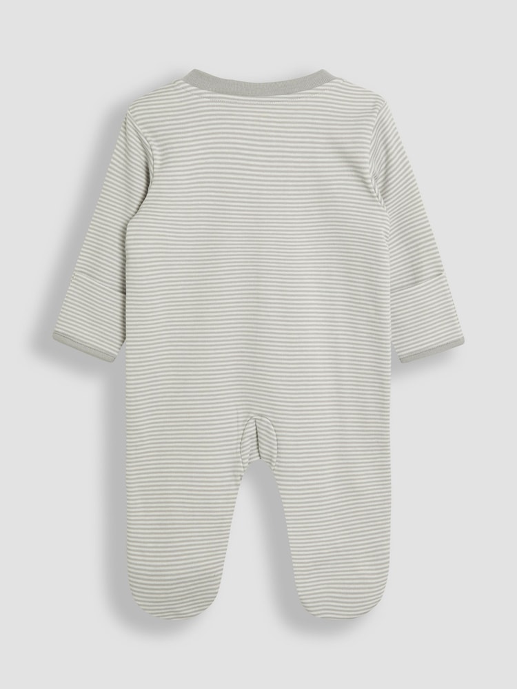 Gris - JoJo Maman Bébé 100% Cotton Footed Appliqué Zip Sleepsuit - Imagen 7 de 7
