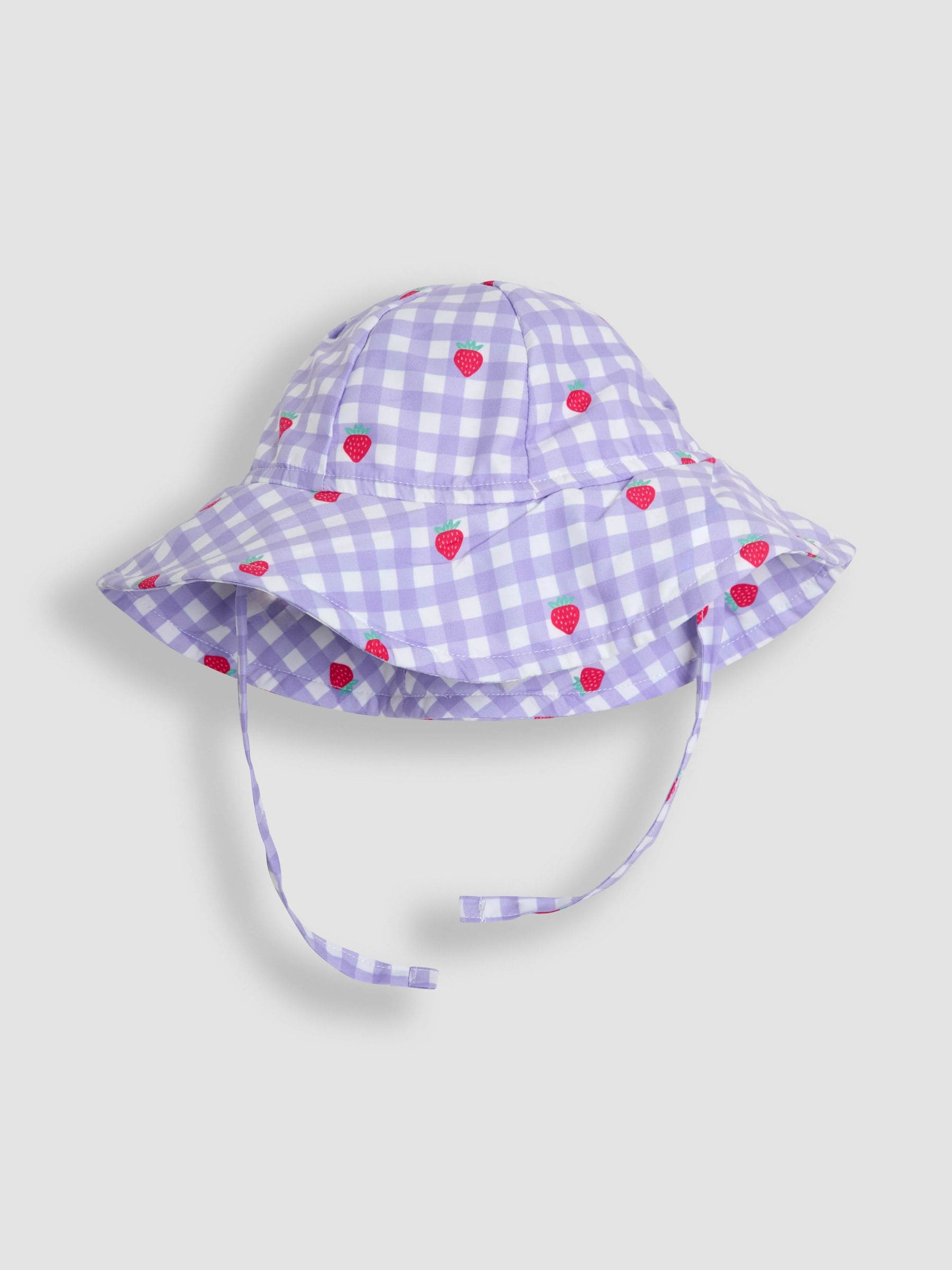 Jojo Maman Bébé Purple/Pink Gingham Strawberry Floppy Swim Hat