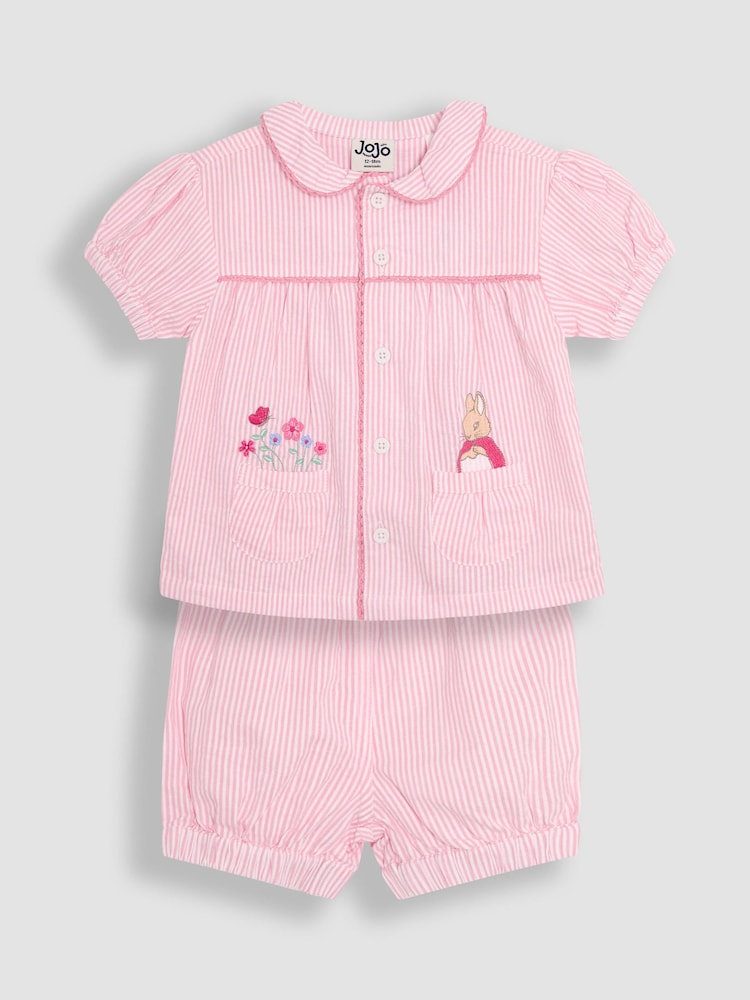 JoJo Maman Bébé Pink Flopsy Bunny Classic Woven Pyjamas - Image 1 of 6