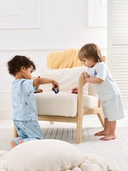 JoJo Maman Bébé Blue 2-Pack Print Ribbed Jersey Pyjamas - Image 11 of 13