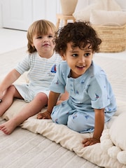 JoJo Maman Bébé Blue 2-Pack Print Ribbed Jersey Pyjamas - Image 13 of 13