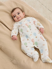 JoJo Maman Bébé Collared Print Footed Sleepsuit - Imagen 1 de 6