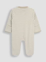 JoJo Maman Bébé Tan Organic Cotton Footed Pocket Zip Sleepsuit - Image 5 of 6