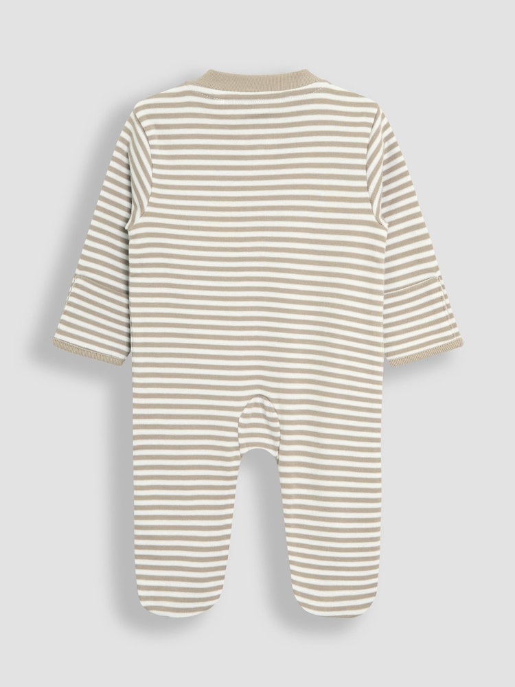 JoJo Maman Bébé Tan Organic Cotton Footed Pocket Zip Sleepsuit - Image 5 of 6