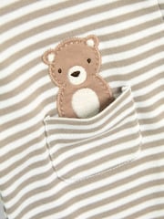 JoJo Maman Bébé Tan Organic Cotton Footed Pocket Zip Sleepsuit - Image 6 of 6