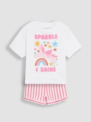 JoJo Maman Bébé Pink 100% Cotton Print Jersey Pyjamas 2 Pack - Image 3 of 4