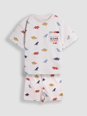 JoJo Maman Bébé Grey Embroidered Jersey Pyjamas - Image 1 of 6