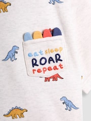 JoJo Maman Bébé Grey Embroidered Jersey Pyjamas - Image 6 of 6