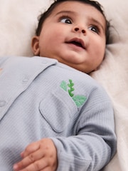 JoJo Maman Bébé Blue Footed Appliqué Popper Sleepsuit - Image 2 of 4