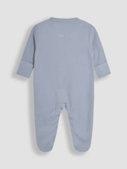 JoJo Maman Bébé Blue Footed Appliqué Popper Sleepsuit - Image 4 of 4