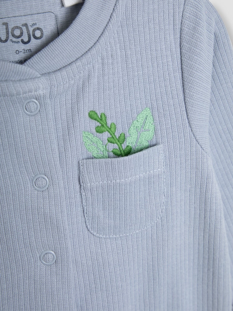 JoJo Maman Bébé Blue Giraffe Cotton Footed Appliqué Popper Sleepsuit - Image 5 of 5 JoJo Maman Bébé Blue Giraffe Cotton Footed Appliqué Popper Sleepsuit - Image 5 of 5