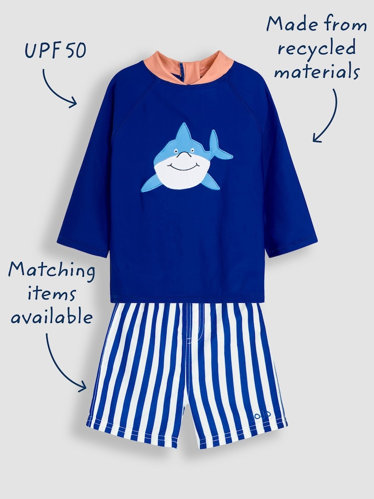 JoJo Maman Bébé Shark 2-Piece Rash Vest Set - Image 3 of 10
