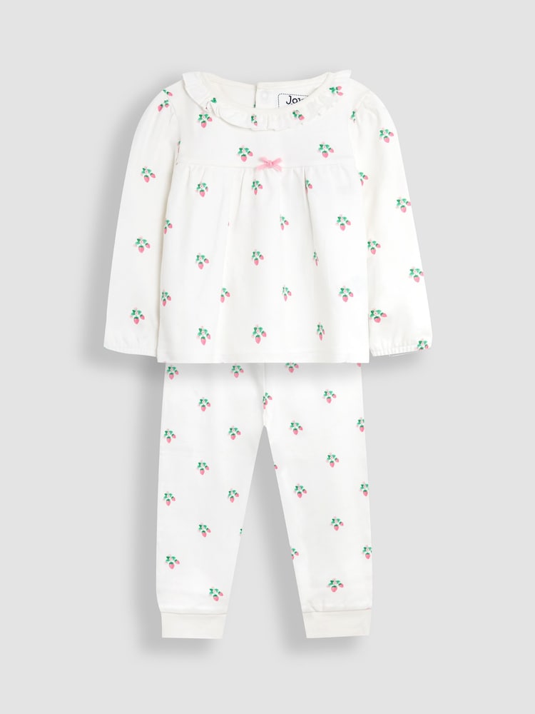 JoJo Maman Bébé Cream Long Jersey Pyjamas - Image 1 of 4