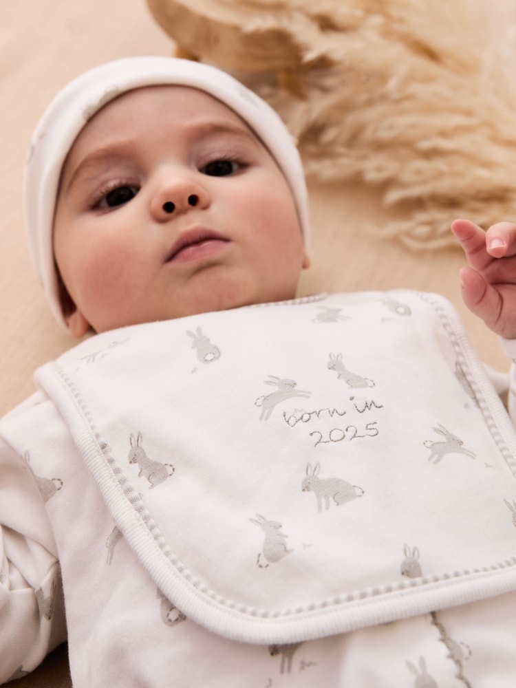 Jojo Maman Bébé White Baby 100% Cotton 4-Piece Gifting Set - Image 4 of 13