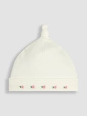 JoJo Maman Bébé Cream 100% Cotton Smocked Sleepsuit and Hat Set 2 Piece - Image 6 of 7