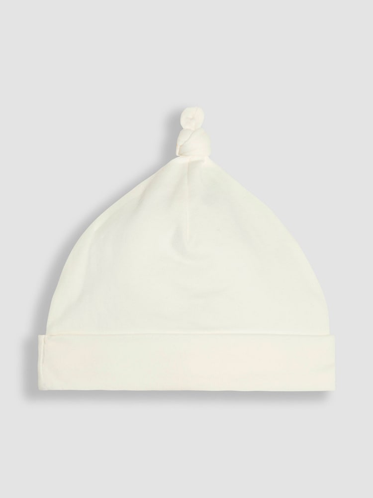 JoJo Maman Bébé Cream 100% Cotton Smocked Sleepsuit and Hat Set 2 Piece - Image 7 of 7