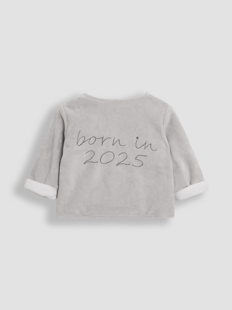 JoJo Maman Bébé Stripe 2-Piece Footed Sleepsuit & Velour Jacket - Image 4 of 9