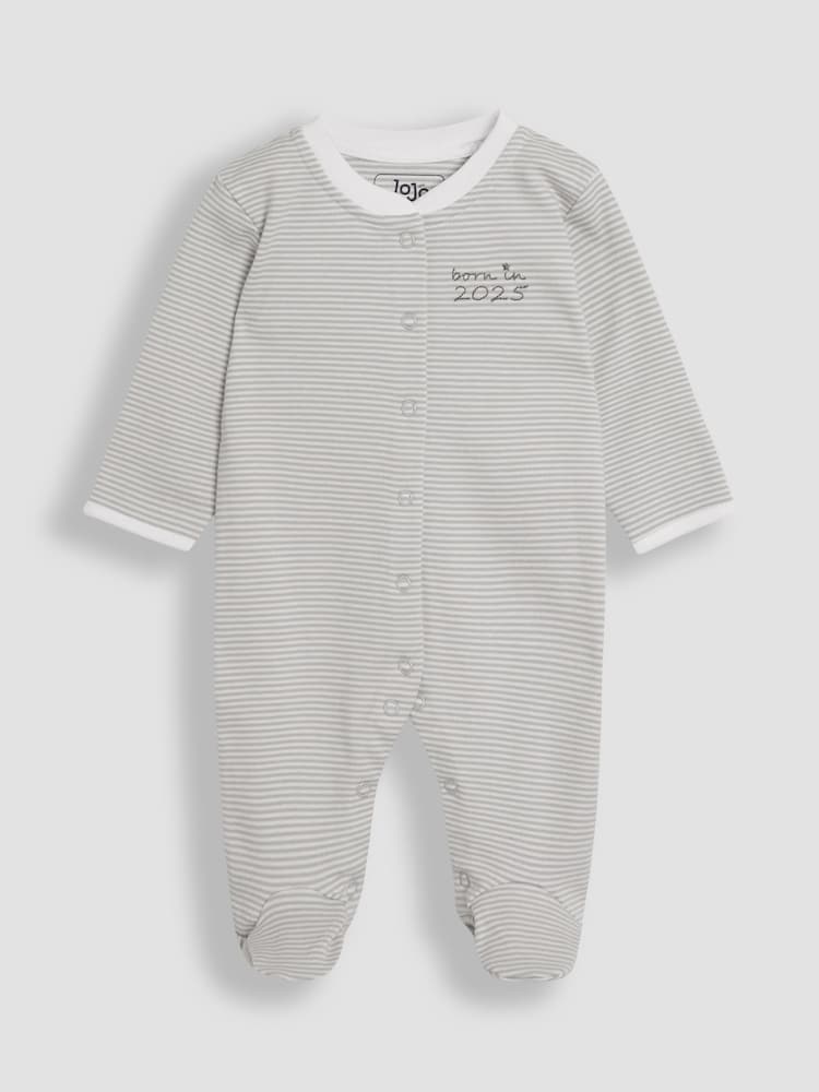 JoJo Maman Bébé Stripe 2-Piece Footed Sleepsuit & Velour Jacket - Image 5 of 9