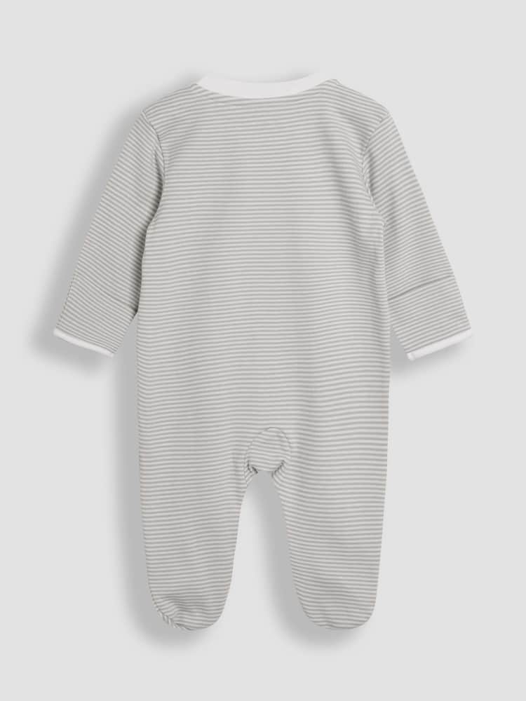 JoJo Maman Bébé Stripe 2-Piece Footed Sleepsuit & Velour Jacket - Image 7 of 9