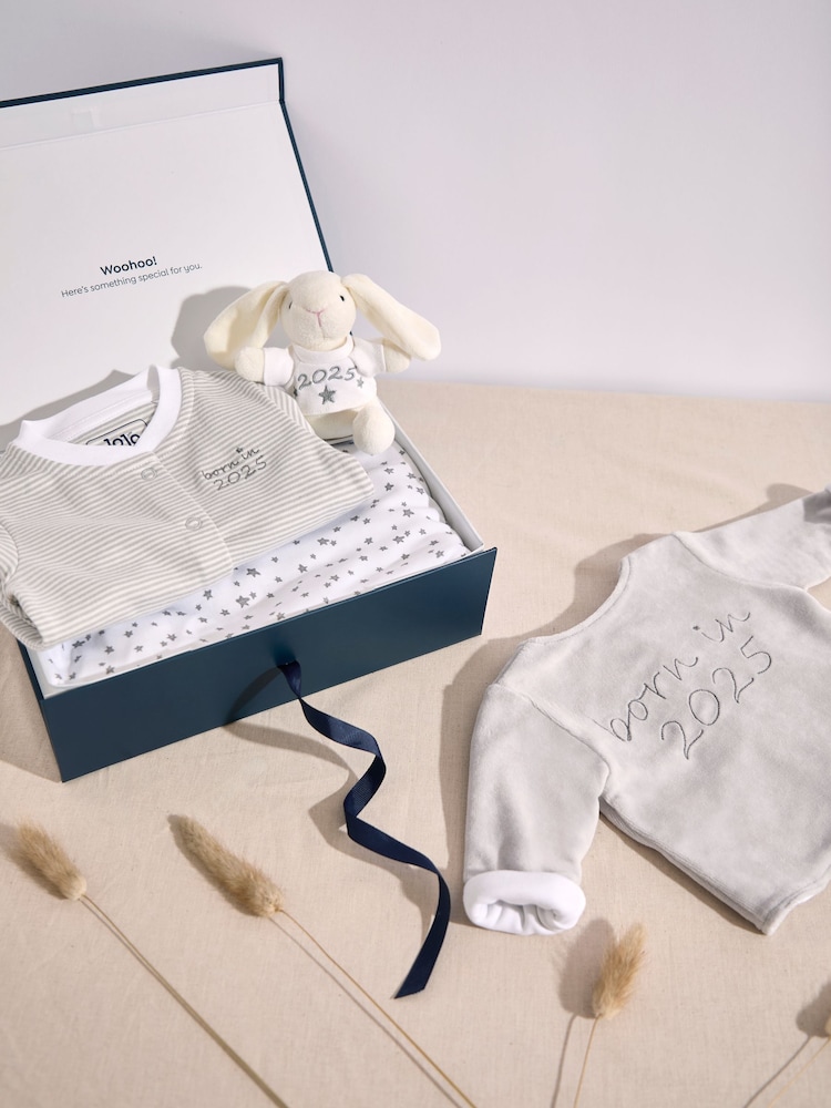 JoJo Maman Bébé Stripe 2-Piece Footed Sleepsuit & Velour Jacket - Image 9 of 9