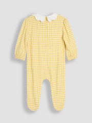 JoJo Maman Bébé Yellow Smocked 100% Cotton Sleepsuit and Headband Set 2 Piece - Image 3 of 5