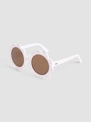 JoJo Maman Bébé Pale Pink Flower Print Shaped Sunglasses - Image 1 of 4