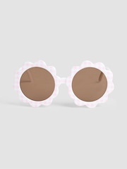 JoJo Maman Bébé Pale Pink Flower Print Shaped Sunglasses - Image 2 of 4