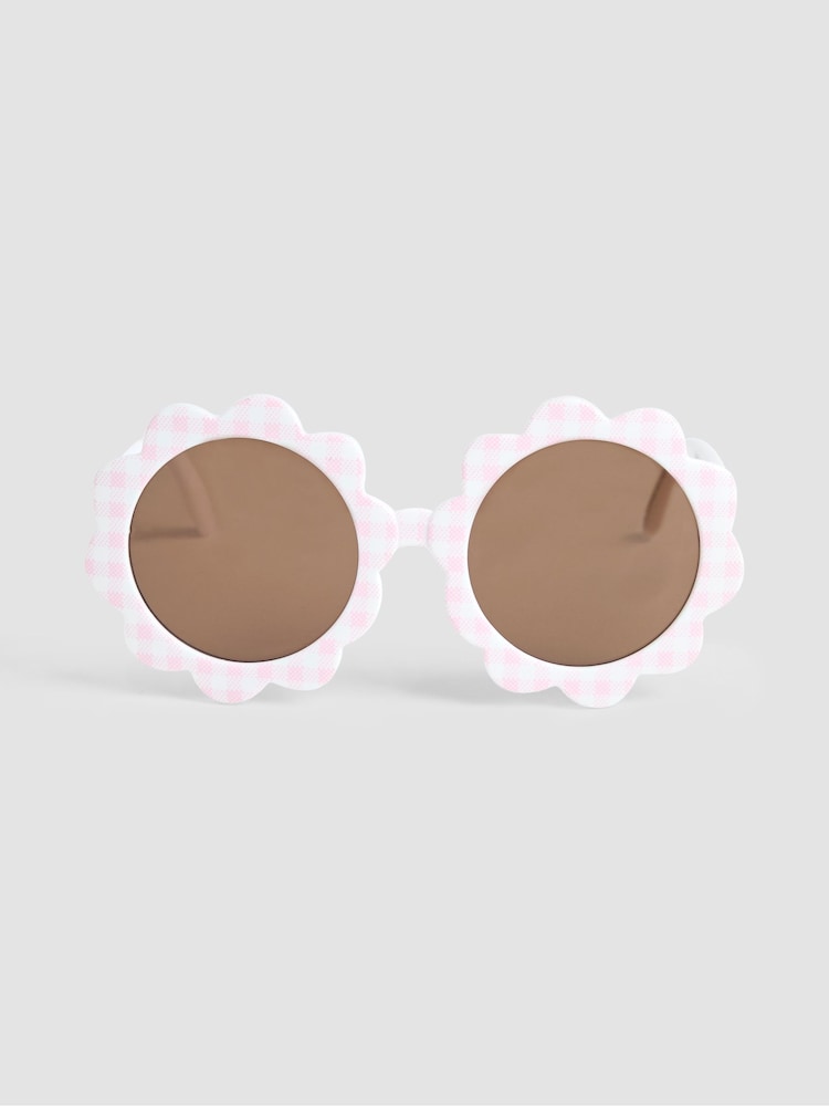 JoJo Maman Bébé Pale Pink Flower Print Shaped Sunglasses - Image 2 of 4